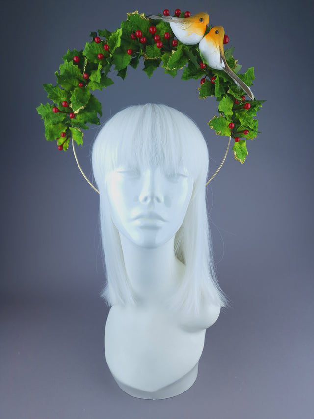 Pearls & Swine: Holly Robin Festive Xmas Halo Headdress "Carol"