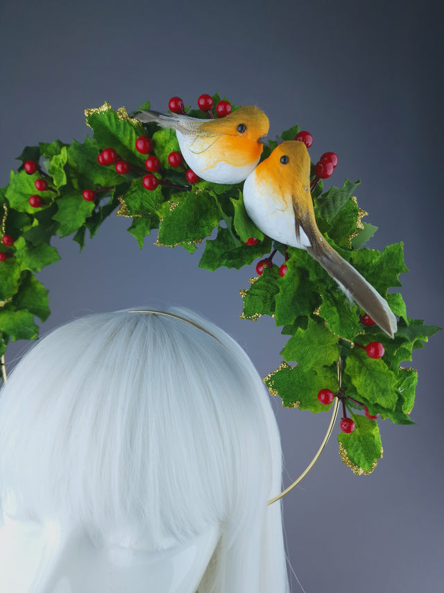 Pearls & Swine: Holly Robin Festive Xmas Halo Headdress "Carol"