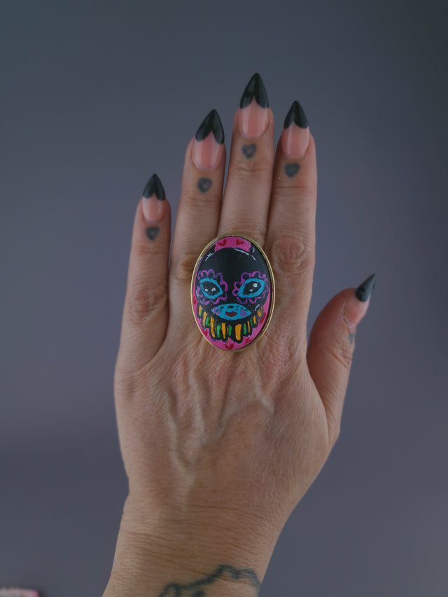 Pearls & Swine: Large Hand Painted Dollface Ring