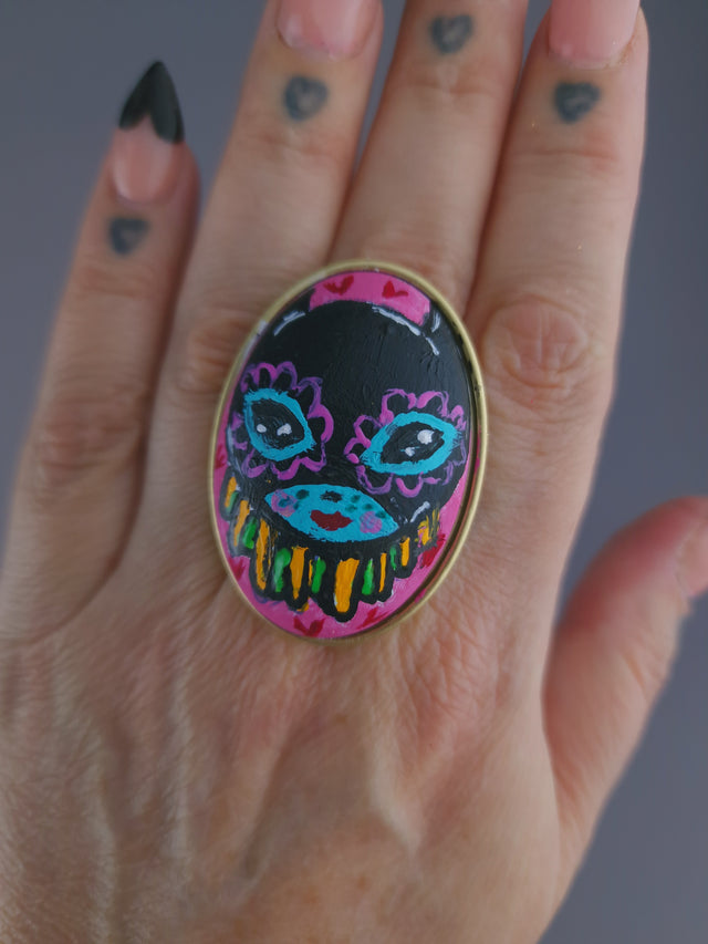 Pearls & Swine: Large Hand Painted Dollface Ring