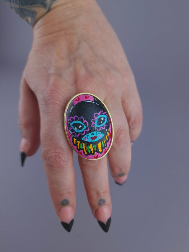 Pearls & Swine: Large Hand Painted Dollface Ring