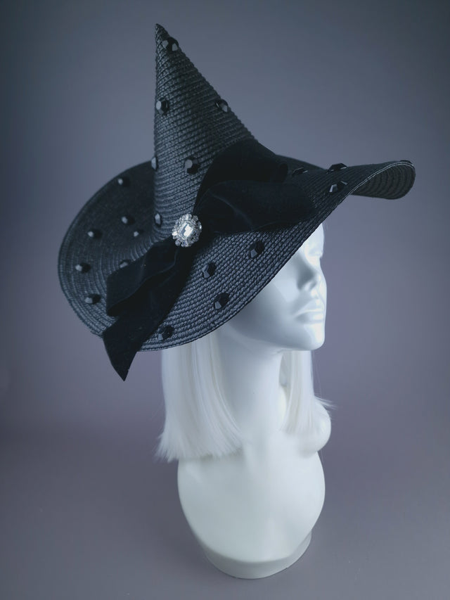Pearls & Swine: Large Black Hat With Bow "Bad Witch"
