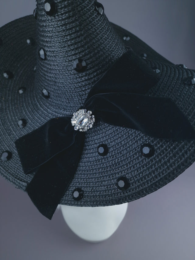 Pearls & Swine: Large Black Hat With Bow "Bad Witch"