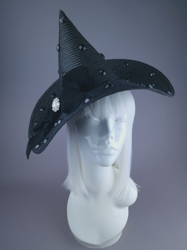 Pearls & Swine: Large Black Hat With Bow "Bad Witch"
