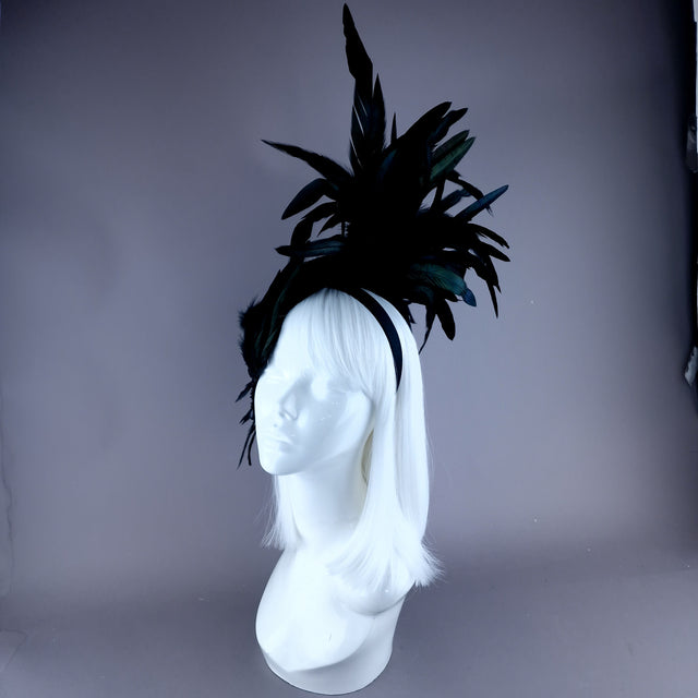"Lola" Black Feather Headdress Fascinator Hat