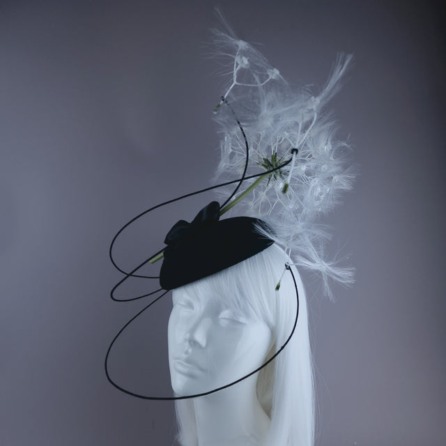 PRE-ORDER: "Dandi-licious" Dandelion & Bow Black Fascinator Hat