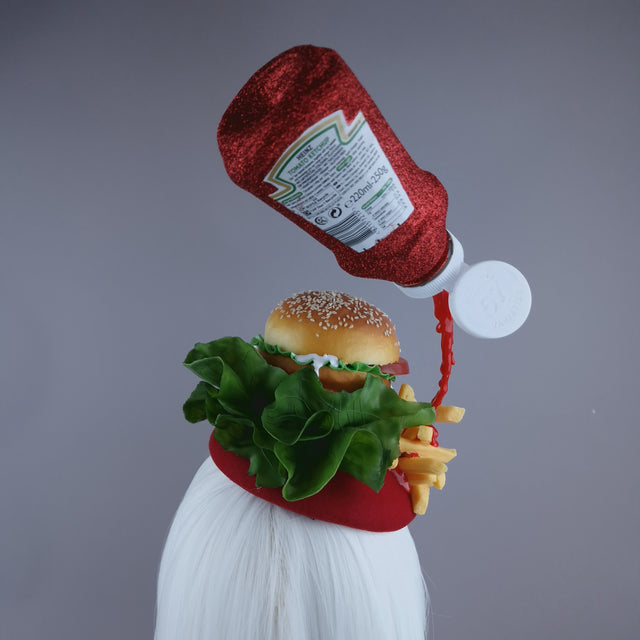 "Royale with Cheese" Burger & Chips Food Fascinator Hat Headdress