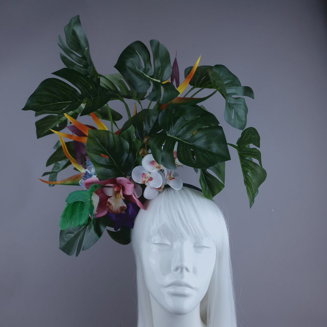 "Palila" Tropical Flower & Leaf Headdress