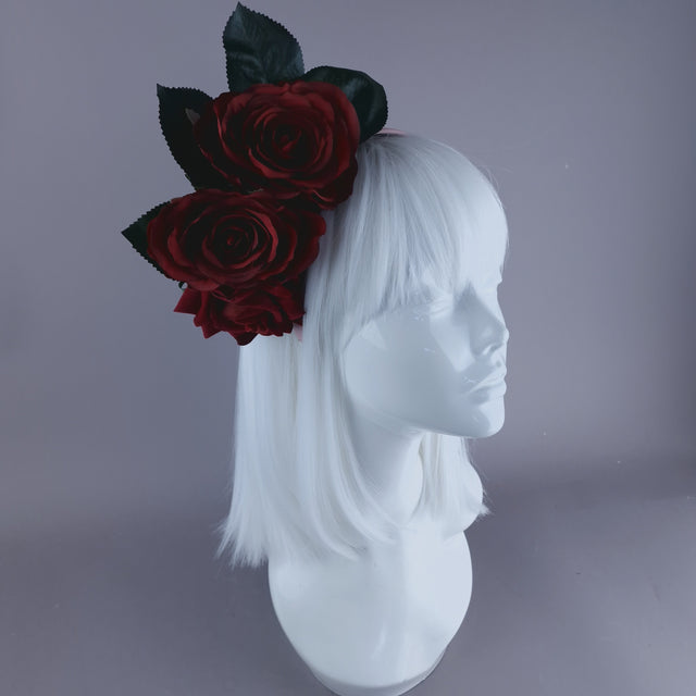 "Annora" Red Rose Pink Headband Flower Headdress
