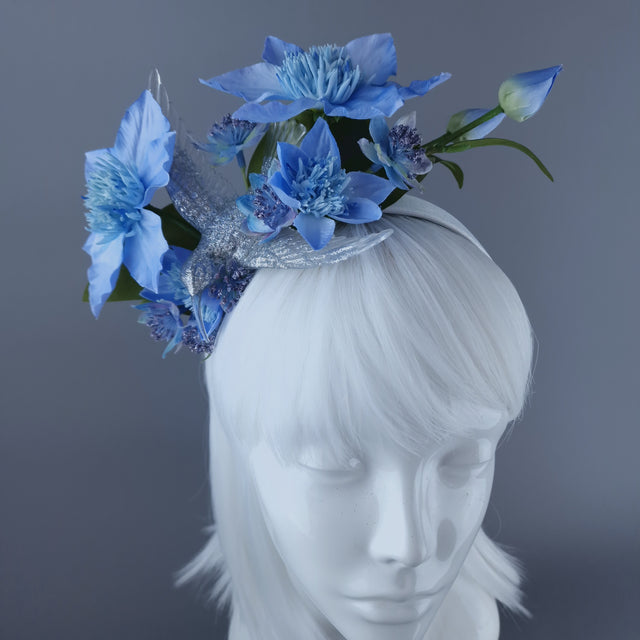 "Musette" Hummingbird Blue Flowers Flower Crown