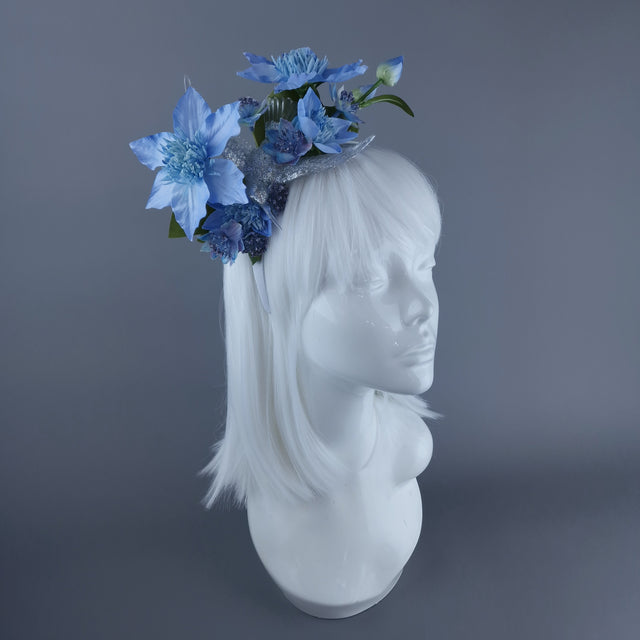 "Musette" Hummingbird Blue Flowers Flower Crown