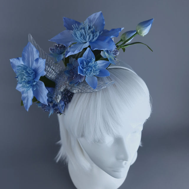 "Musette" Hummingbird Blue Flowers Flower Crown