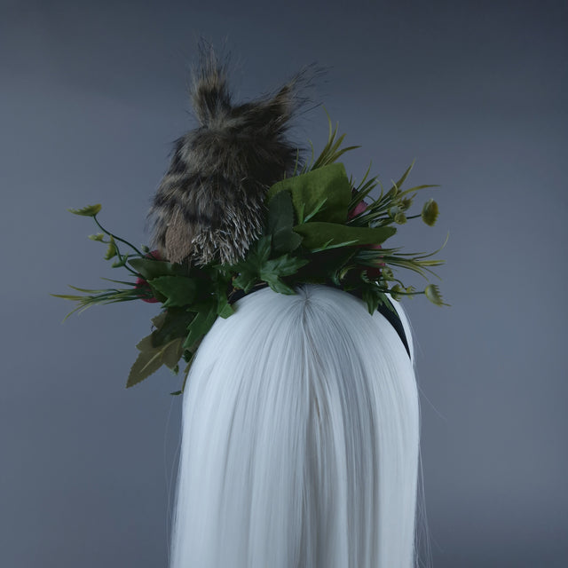 "Tawny" Owl & Flower Headdress