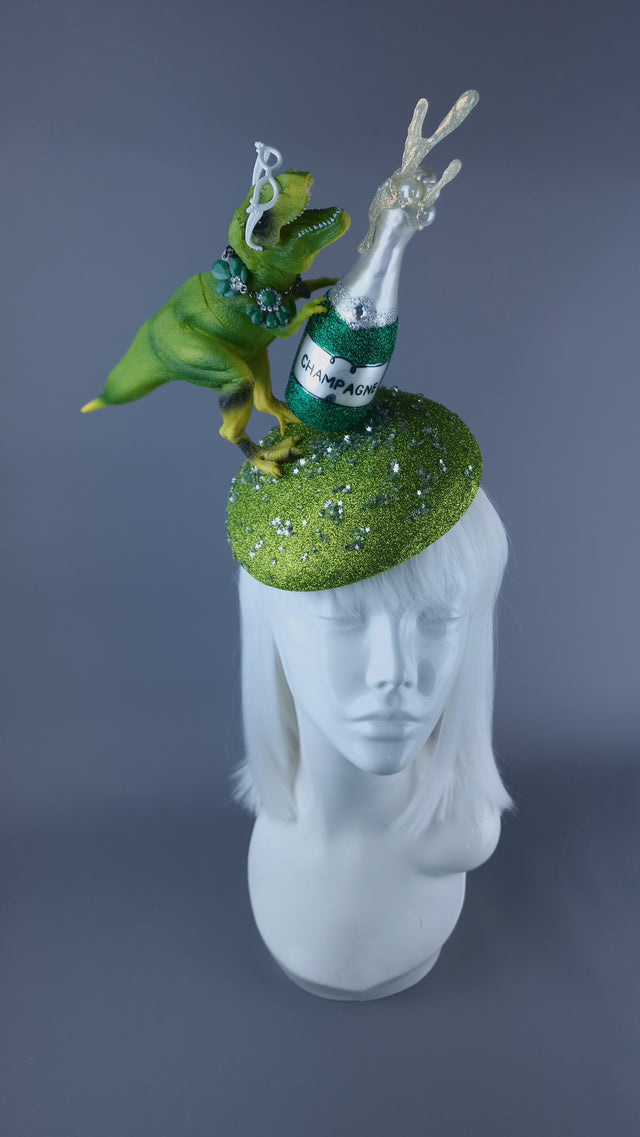 "Tipsy Bubbles" Dinosaur Champagne Fascinator Hat