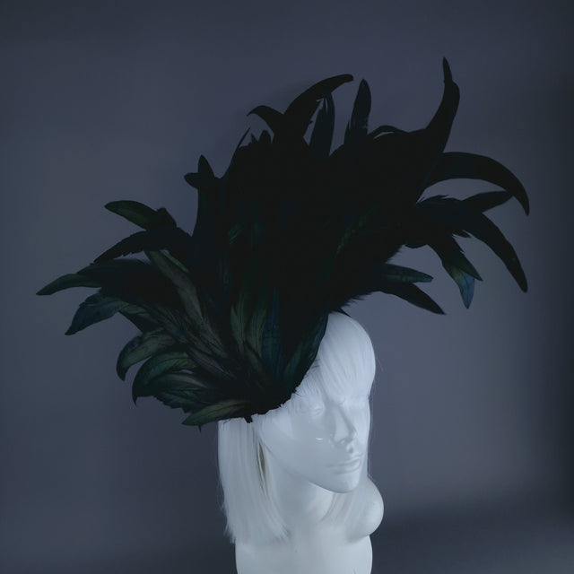 "Roo" Black Feather Headdress Fascinator Hat