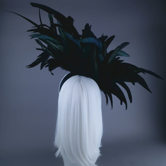 "Roo" Black Feather Headdress Fascinator Hat