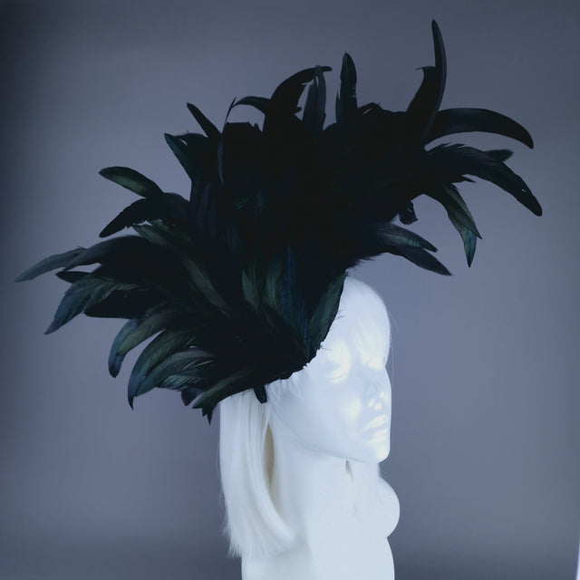 "Roo" Black Feather Headdress Fascinator Hat