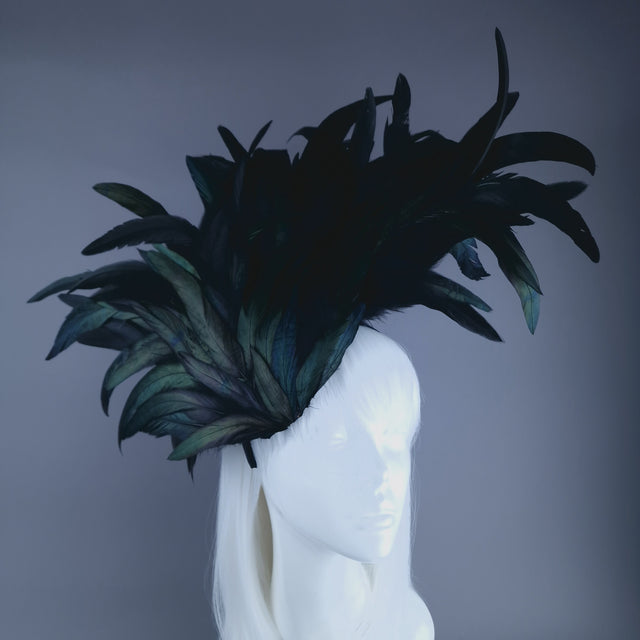 "Roo" Black Feather Headdress Fascinator Hat