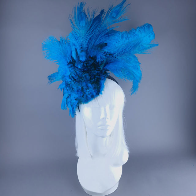 "Roo" Turquoise Blue Feather Headdress Fascinator Hat