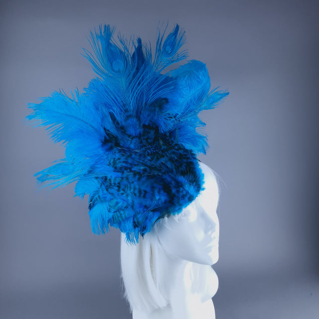 "Roo" Turquoise Blue Feather Headdress Fascinator Hat