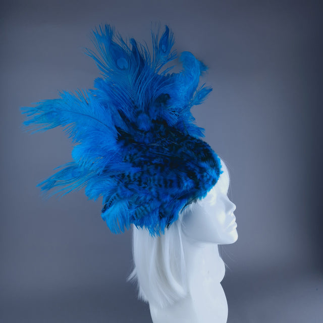 "Roo" Turquoise Blue Feather Headdress Fascinator Hat