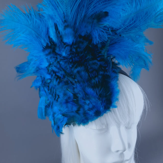 "Roo" Turquoise Blue Feather Headdress Fascinator Hat