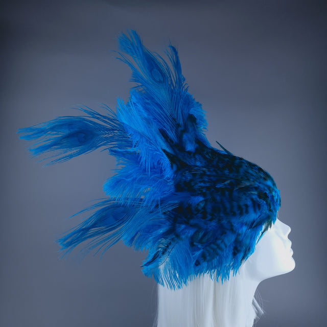 "Roo" Turquoise Blue Feather Headdress Fascinator Hat