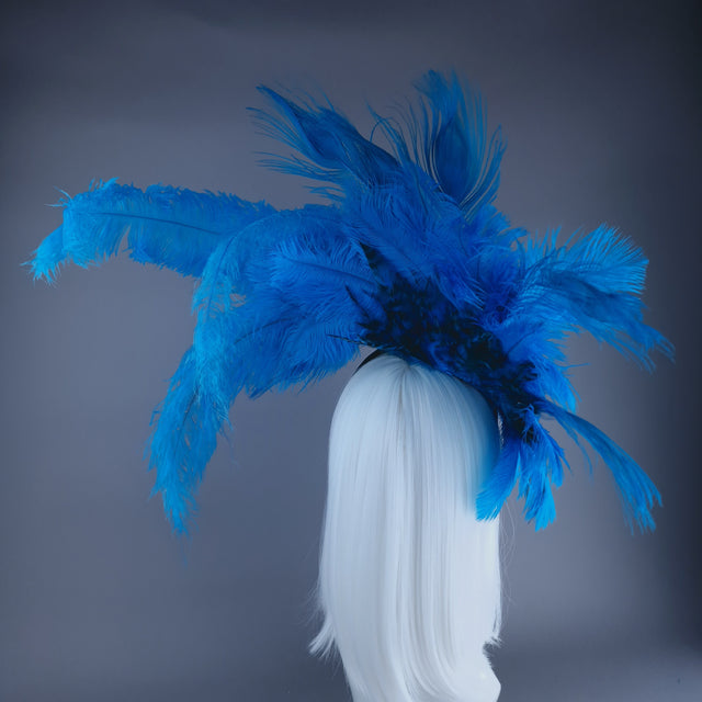 "Roo" Turquoise Blue Feather Headdress Fascinator Hat