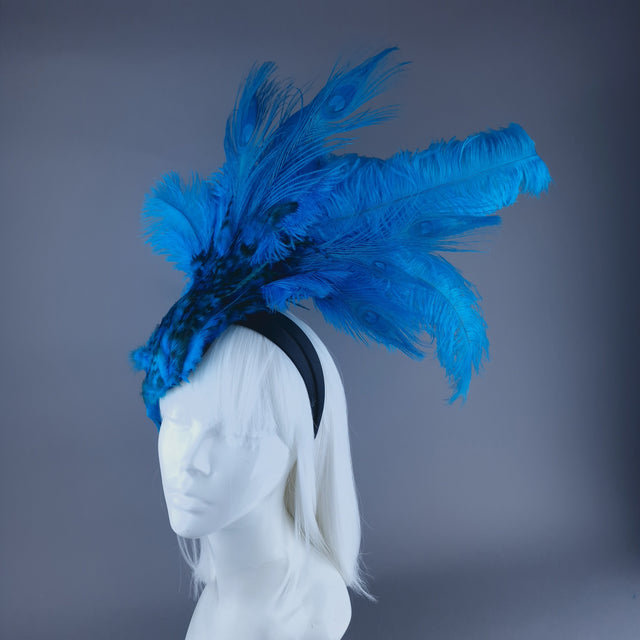 "Roo" Turquoise Blue Feather Headdress Fascinator Hat