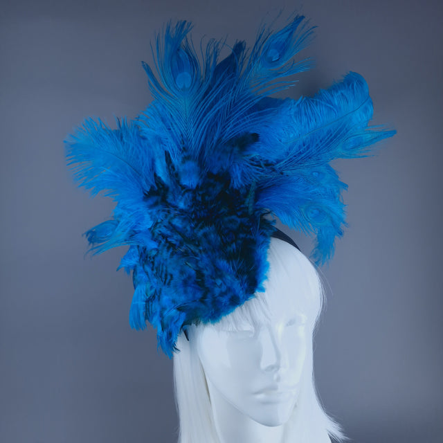 "Roo" Turquoise Blue Feather Headdress Fascinator Hat