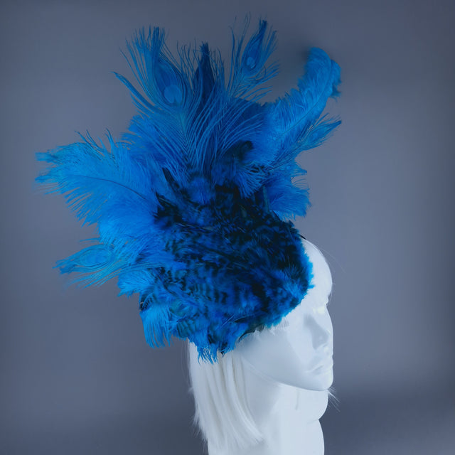 "Roo" Turquoise Blue Feather Headdress Fascinator Hat