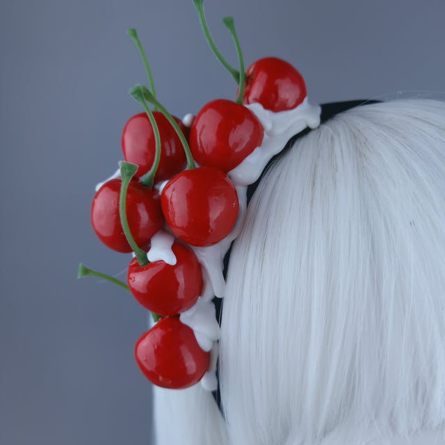 "Cheri Pie" Cherry & Cream Headband Headpiece