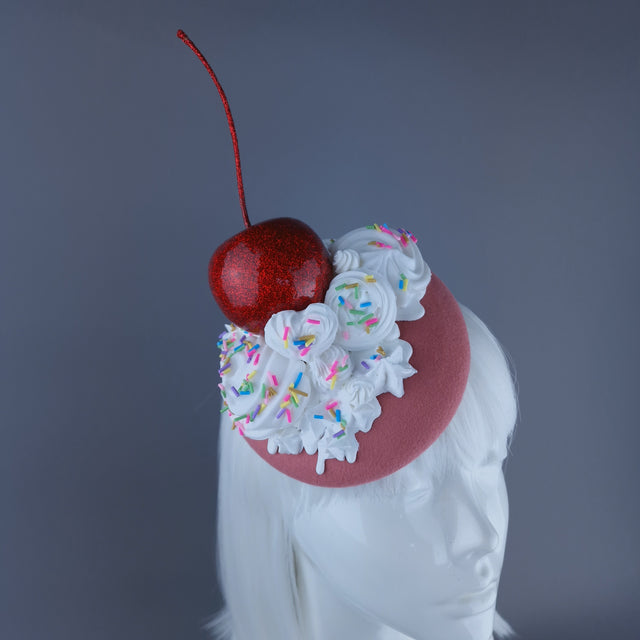 "Cherry Poppin'" Cherries & Cream Food Fascinator Hat