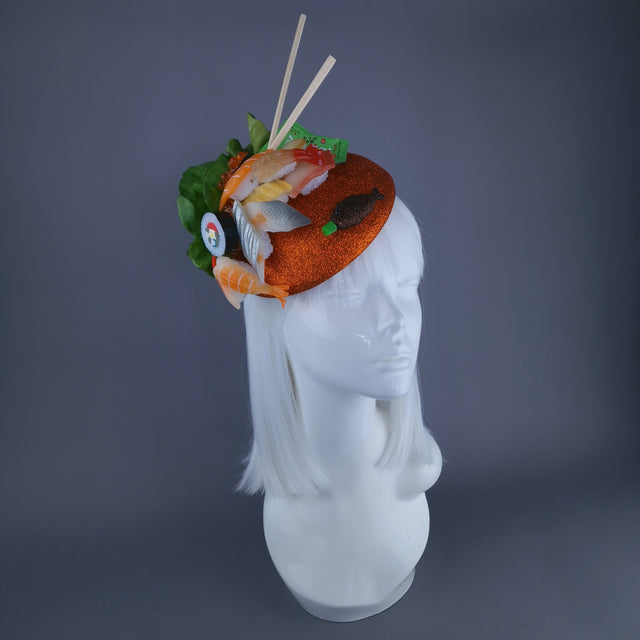"Wasabi" Orange Sushi Food Fish Fascinator Hat