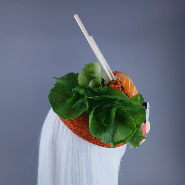 "Wasabi" Orange Sushi Food Fish Fascinator Hat