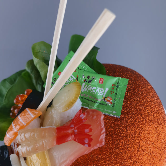 "Wasabi" Orange Sushi Food Fish Fascinator Hat