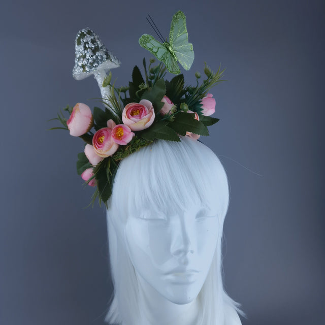 "Pixi" Mushroom, Flower & Butterfly Headband Headpiece