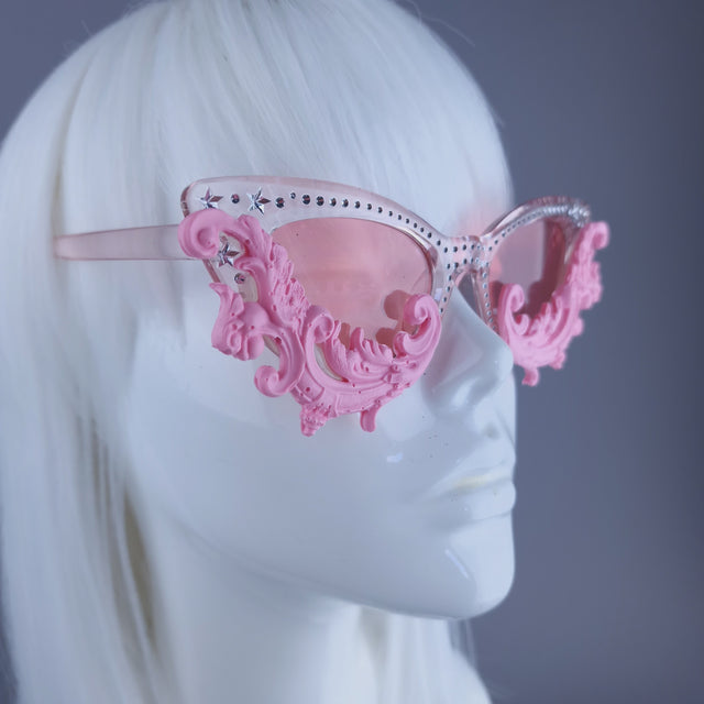 "Sabrina" Cat Eye Pink Filigree Sunglasses