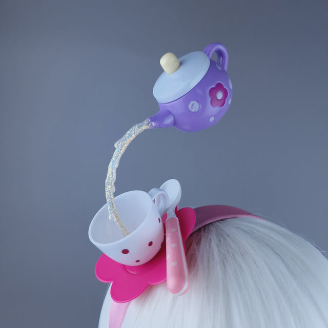 "Spill The Tea" Purple Teapot & Cup Headpiece