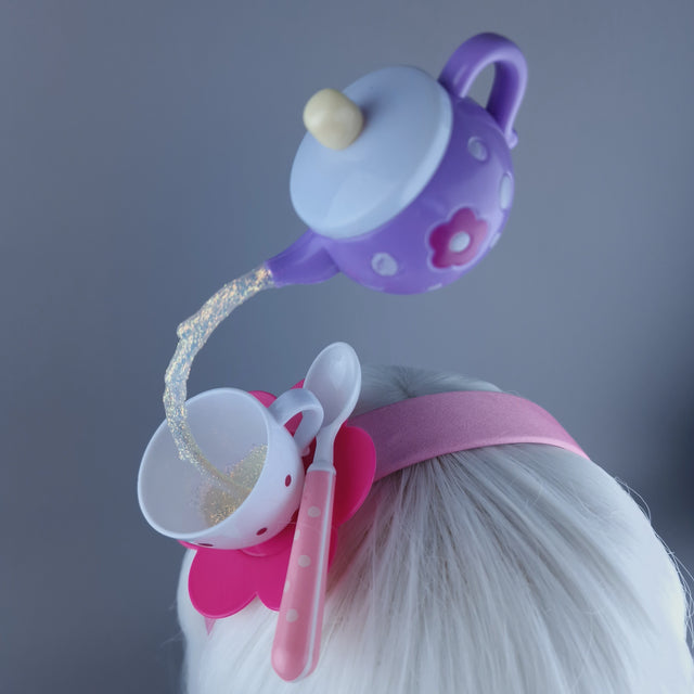 "Spill The Tea" Purple Teapot & Cup Headpiece