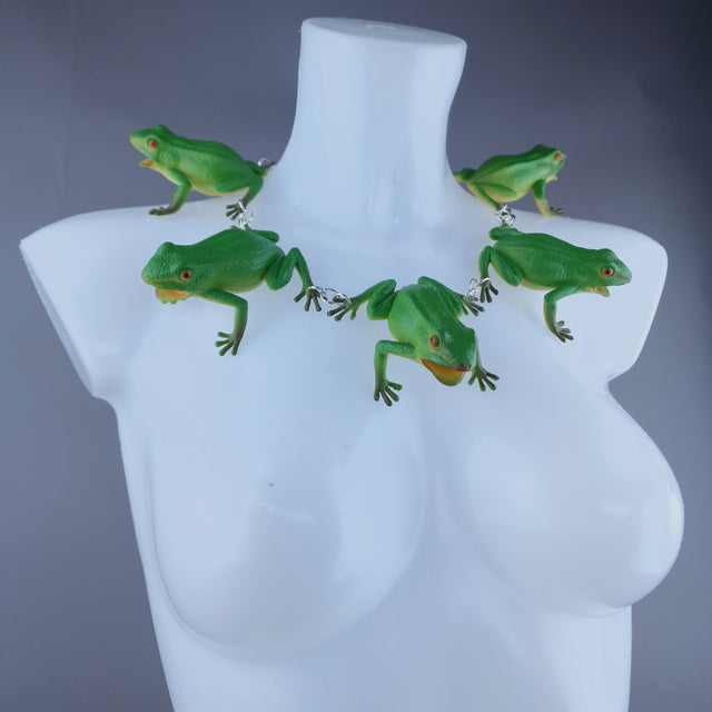 "Ribbit" Large Green Frog Neckpiece