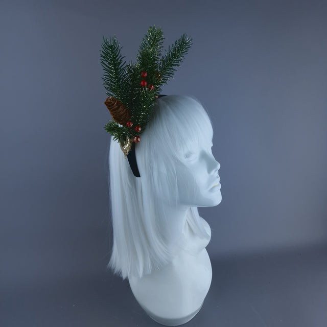 Glitter Pine Cone & Holly Star Xmas Headdress