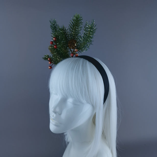 Glitter Pine Cone & Holly Star Xmas Headdress