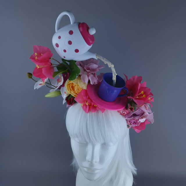 "More T" Teapot & Teacup Colourful Flower Headdress