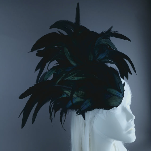 "Roo 3" Black Feather Headdress Fascinator Hat