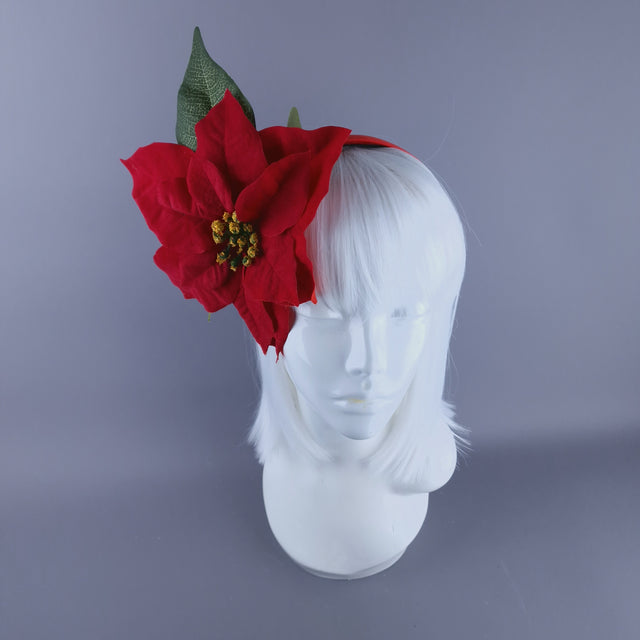 Red Poinsettia Xmas Headdress