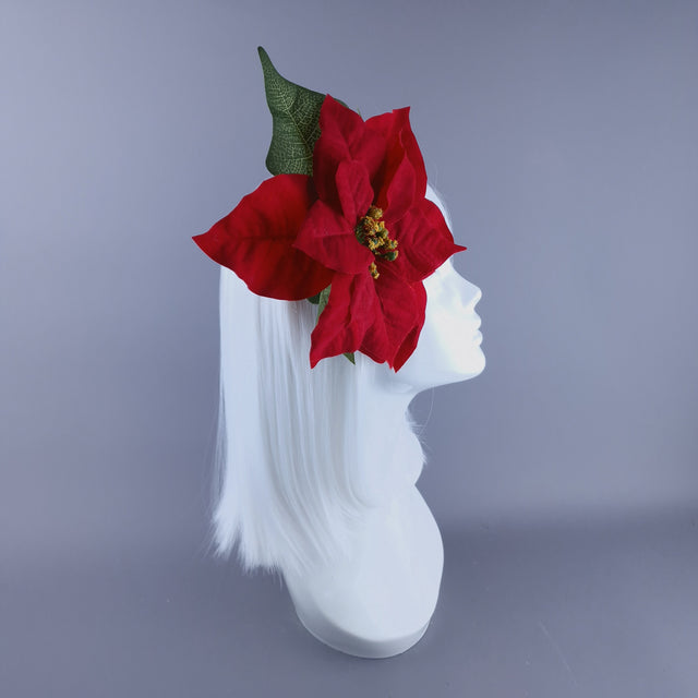 Red Poinsettia Xmas Headdress
