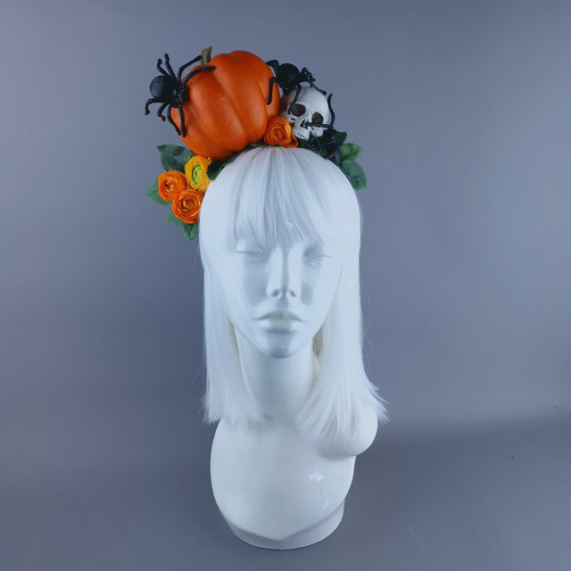"Morvin" Pumpkin, Skull & Spider Headdress