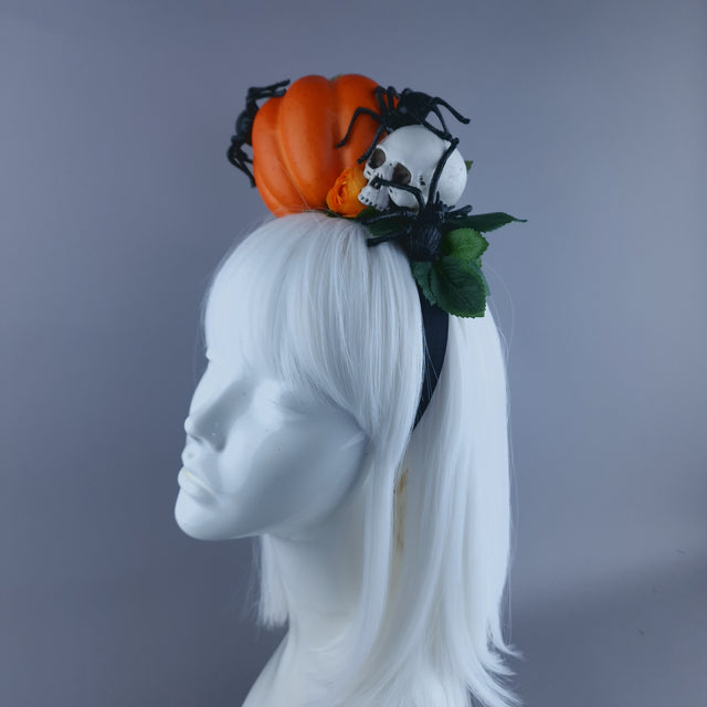 "Morvin" Pumpkin, Skull & Spider Headdress