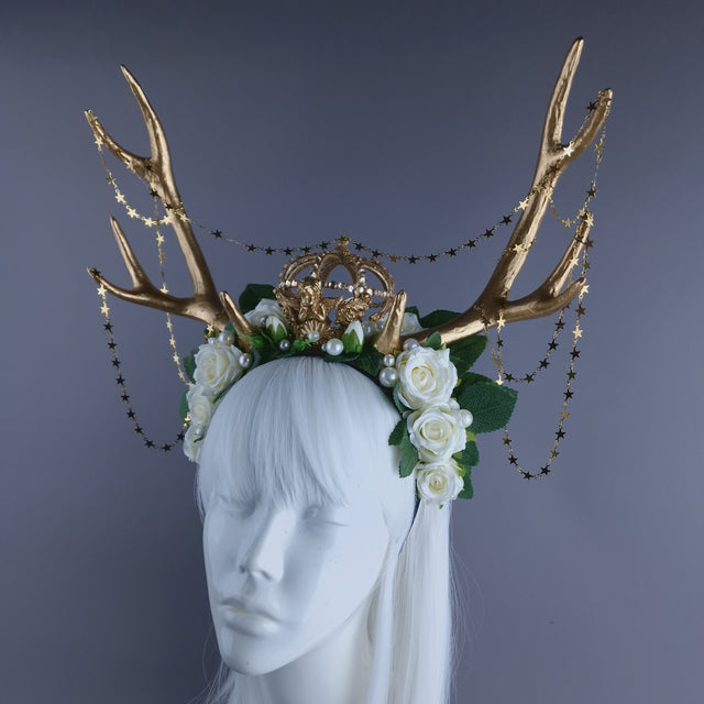 "Orein" Antlers, Pearl & Gold Filigree Headpiece